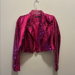 Nasty Gal Pink Blazer with Iridescent Finish